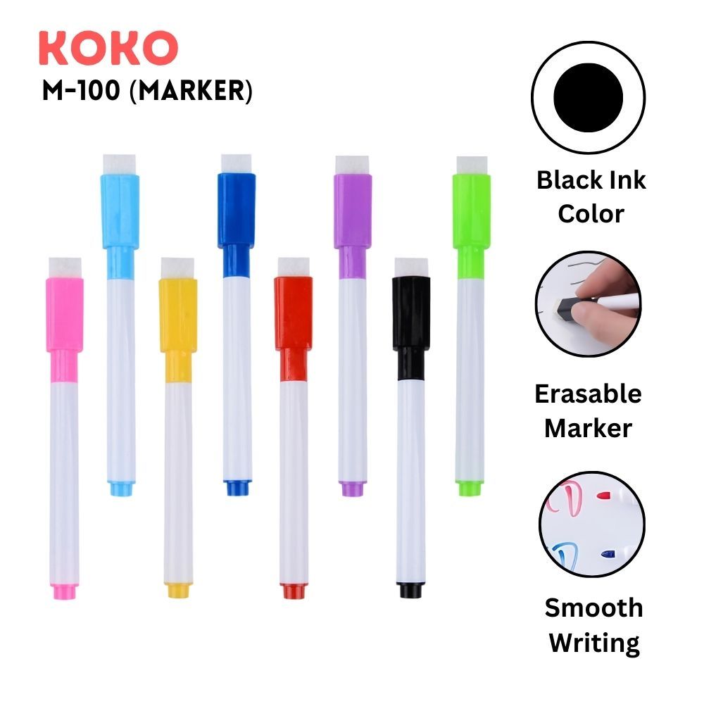 

Spidol Whiteboard Koko M-100 Erasable Marker Ada Penghapus Di Tutup