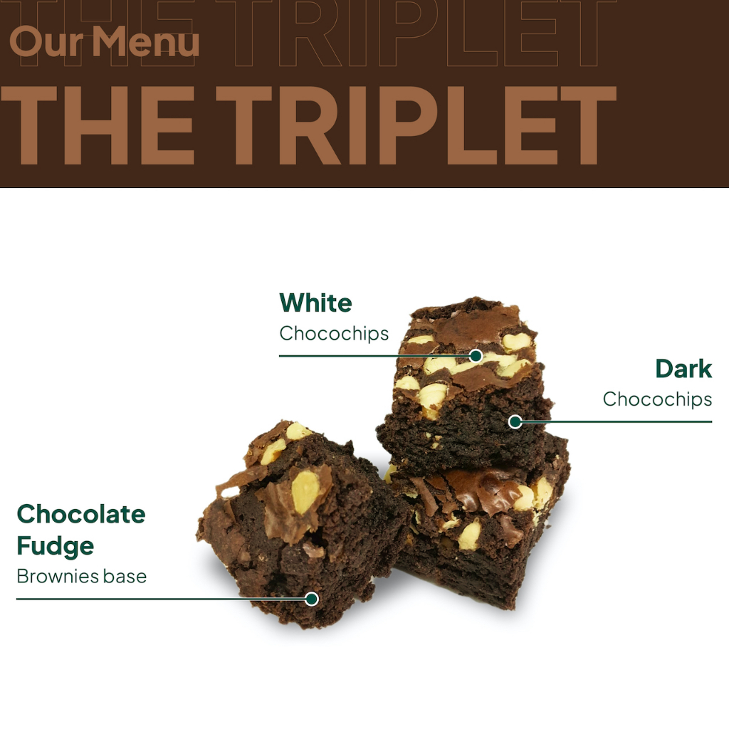 

Gael's The Triplet Fudgy Brownies | Dengan Dark Chocolate Couverture 56-65%