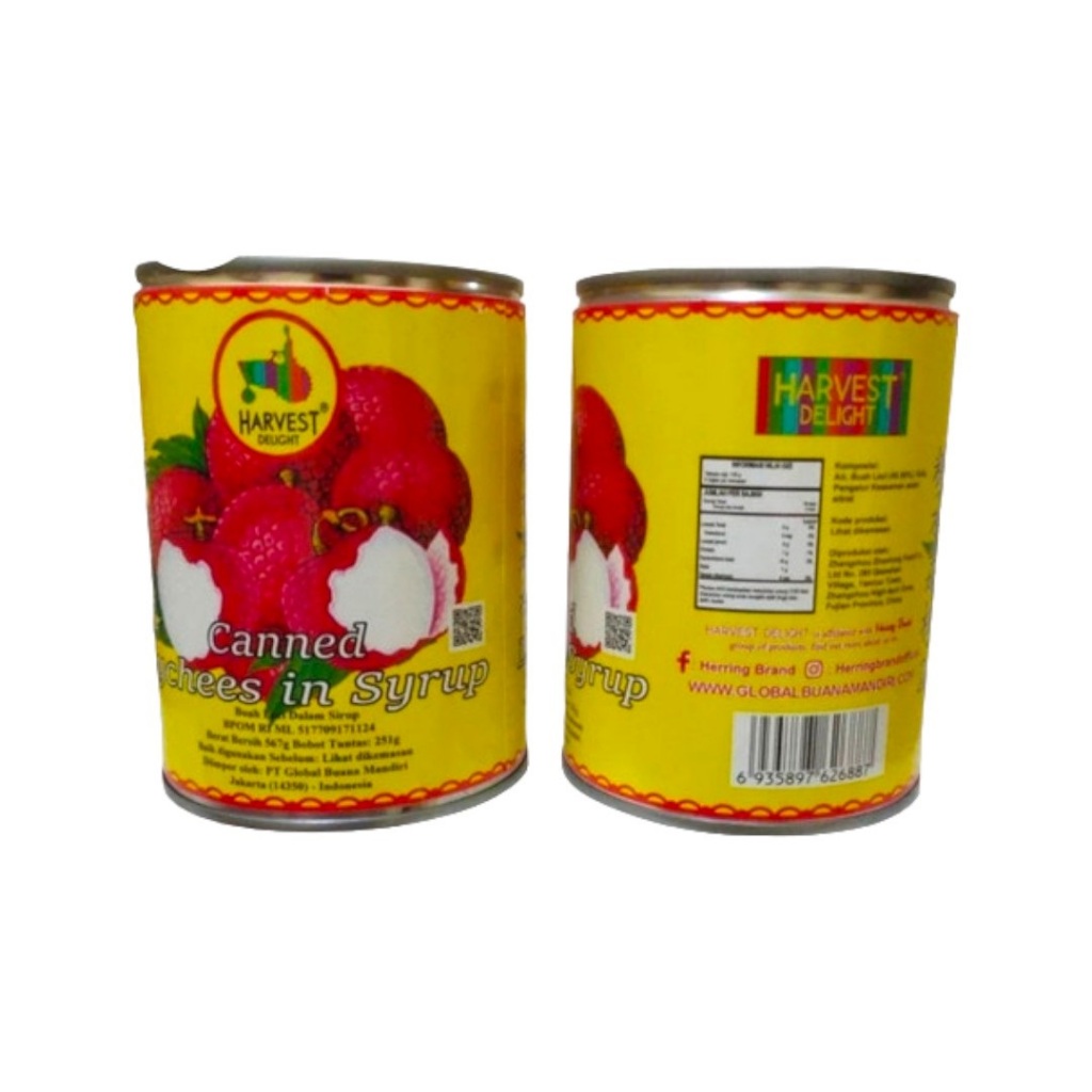 

Buah Leci Lychee Lechy Kaleng Sirup Syrup Harvest Delight 567Gram (Pack)