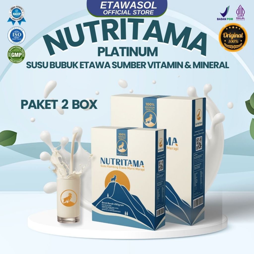 

NUTRITAMA PAKET 2 BOX - Susu Kambing Etawa Kemasan 250g/Box Meningkatkan Imunitas Tubuh