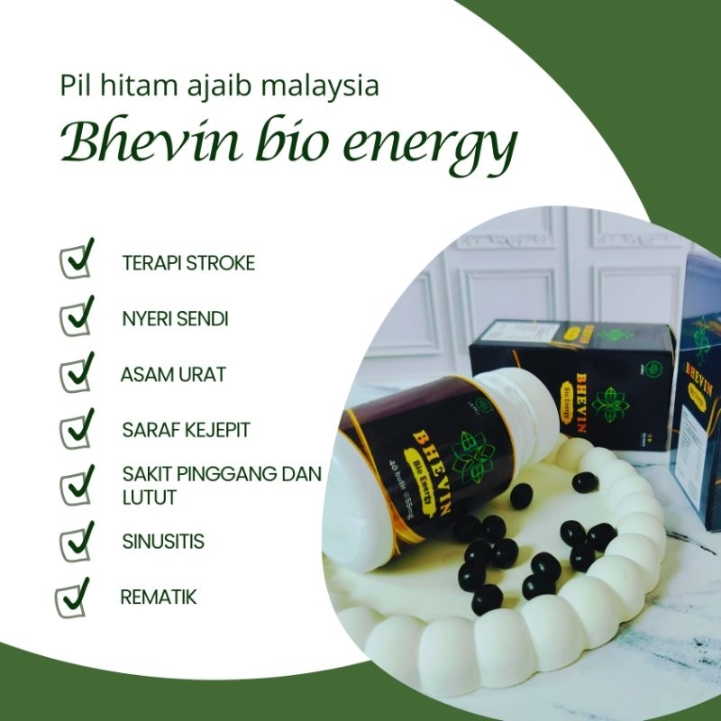 NEW BHEVIN BIO ENERGY PIL HITAM AJAIB 1 BOTOL ISI 40 BUTIR