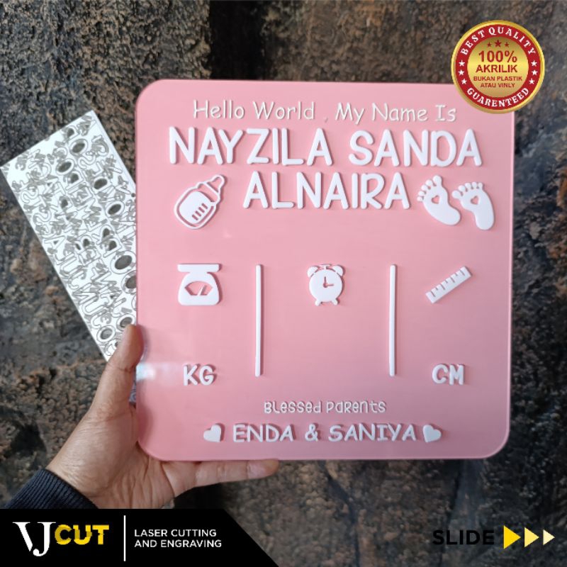 HOSPITAL BOARD AKRILIK CUSTOM / PAPAN NAMA BAYI AKRILIK NEW BORN ( Bisa custom pakai foto bayi / tem