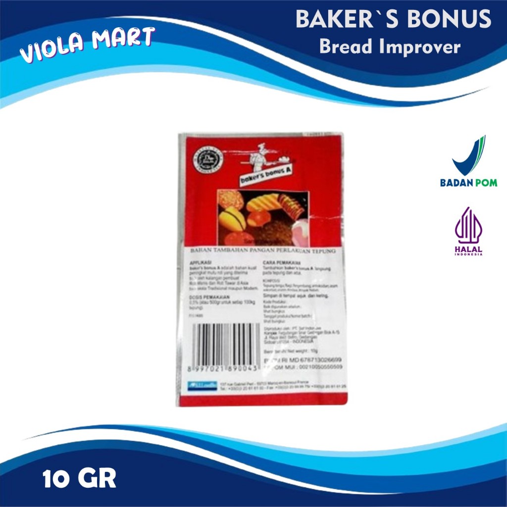 

Bread Improver Merk Baker`s Bonus Kemasan Sachet 10gr / Pelembut & Pengembang Roti