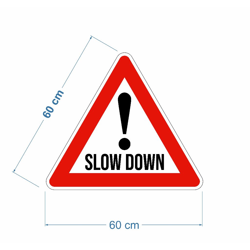 

Rambu slowdown segitiga custom 60cm x 60cm plat alumunium