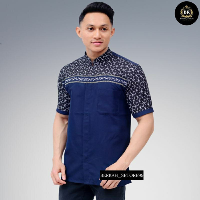 BAJU KOKO PRIA BAJU KOKO LENGAN PENDEK BAJU KOKO PRIA DEWASA MODEL BORDIL KEKINIAN