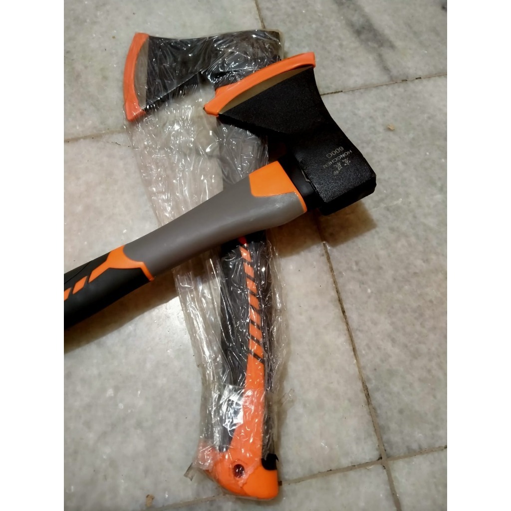 Kampak kayu Fiber 600 gr super tajam Kapak Gagang Fiber Lapis Karet 600gr