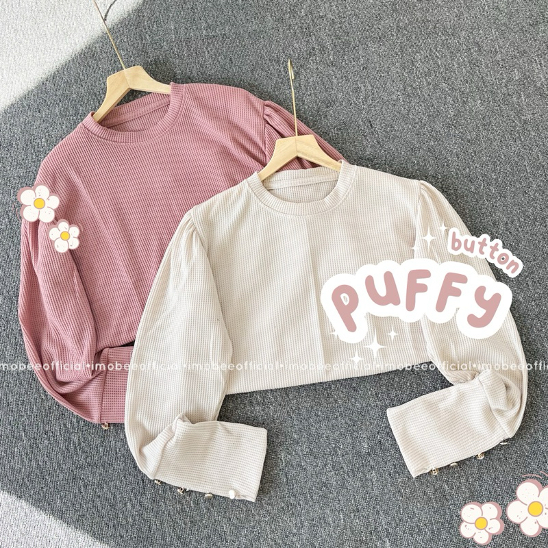PUFFY BUTTON TOP // BLOUSE PUFFY BALON COTTON WAFFLE KANCING INARA BLOUSE
