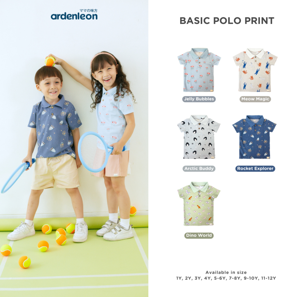ARDENLEON Kemeja Polo Anak Basic Polo Shirt Print
