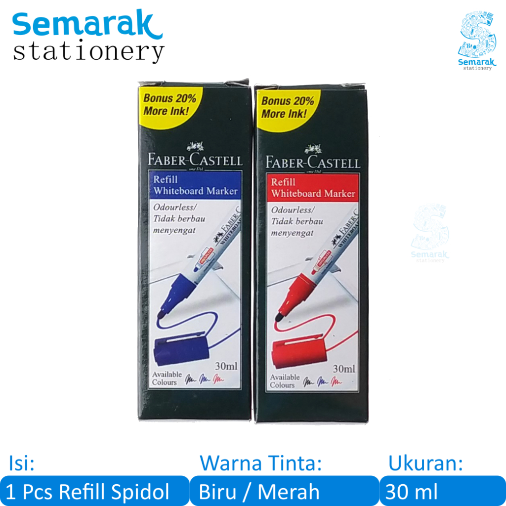 

Faber Castell Refill Whiteboard Marker Tinta Isi Ulang Spidol 30 ml - Biru / Merah