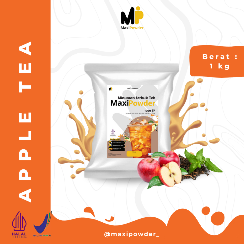 

Bubuk Minuman Rasa Apple Tea 1kg / Minuman Kekinian Apple Tea Termurah / MaxiPowder