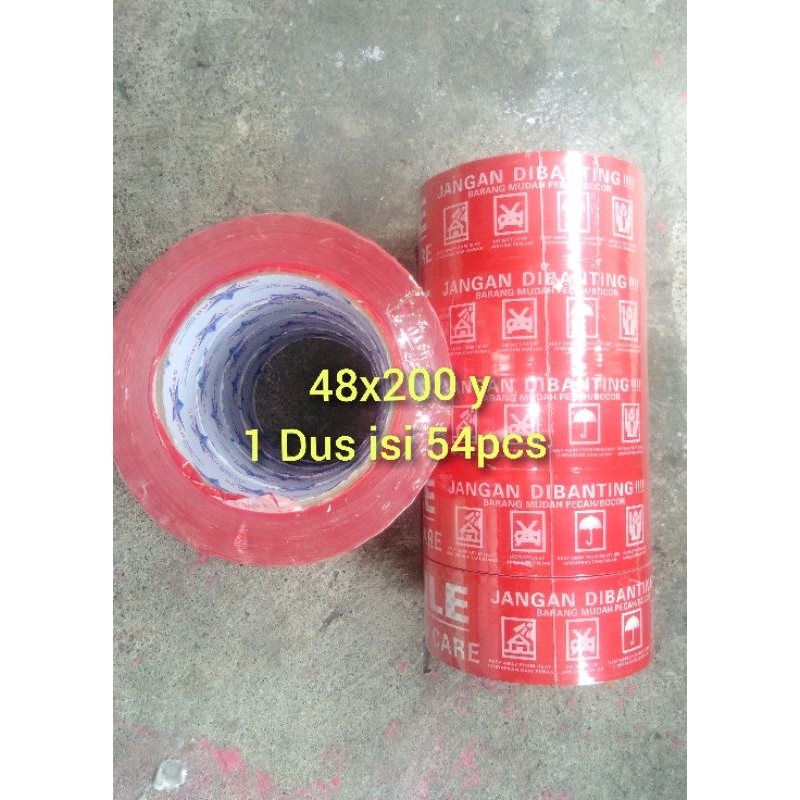 

1 Dus 54pcs Lakban 48mm x 200 yard Fragile merah jangan dibanting