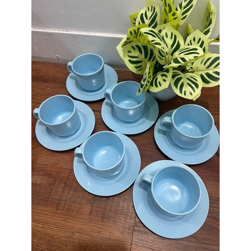 ￼Meishing Cangkir set Melamin - Cangkir Kopi Set - Cangkir Kopi - Tatakan Cangkir Set - Set Cangkir 