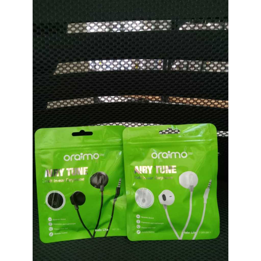Handsfree Oraimo Wired Earphone Airy Tune OEP-320 Semi In-Ear Headset Kabel Headphone Button Control