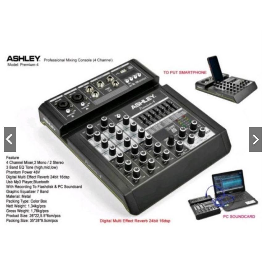 MIXER ASHLEY PREMIUM 4 MIKSER 4 CHANNEL MIXER4 ASLEY BLUETOOTH ASLI ORIGINAL