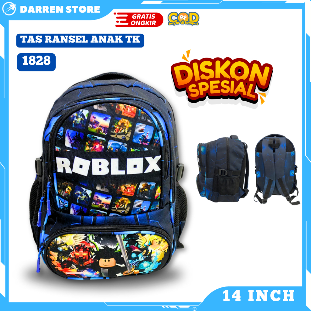 Tas Sekolah Cowok Roblox 1825 - Ransel Anak Laki Laki TK Paud Terbaru