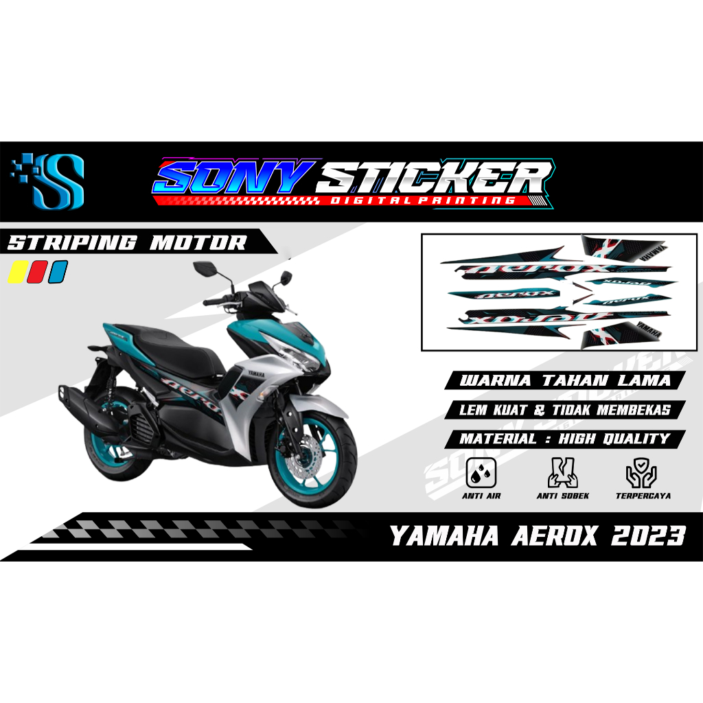 Stiker List Body Motor Aerox 2023 - Striping Standar Yamaha Aerox Tahun 2023