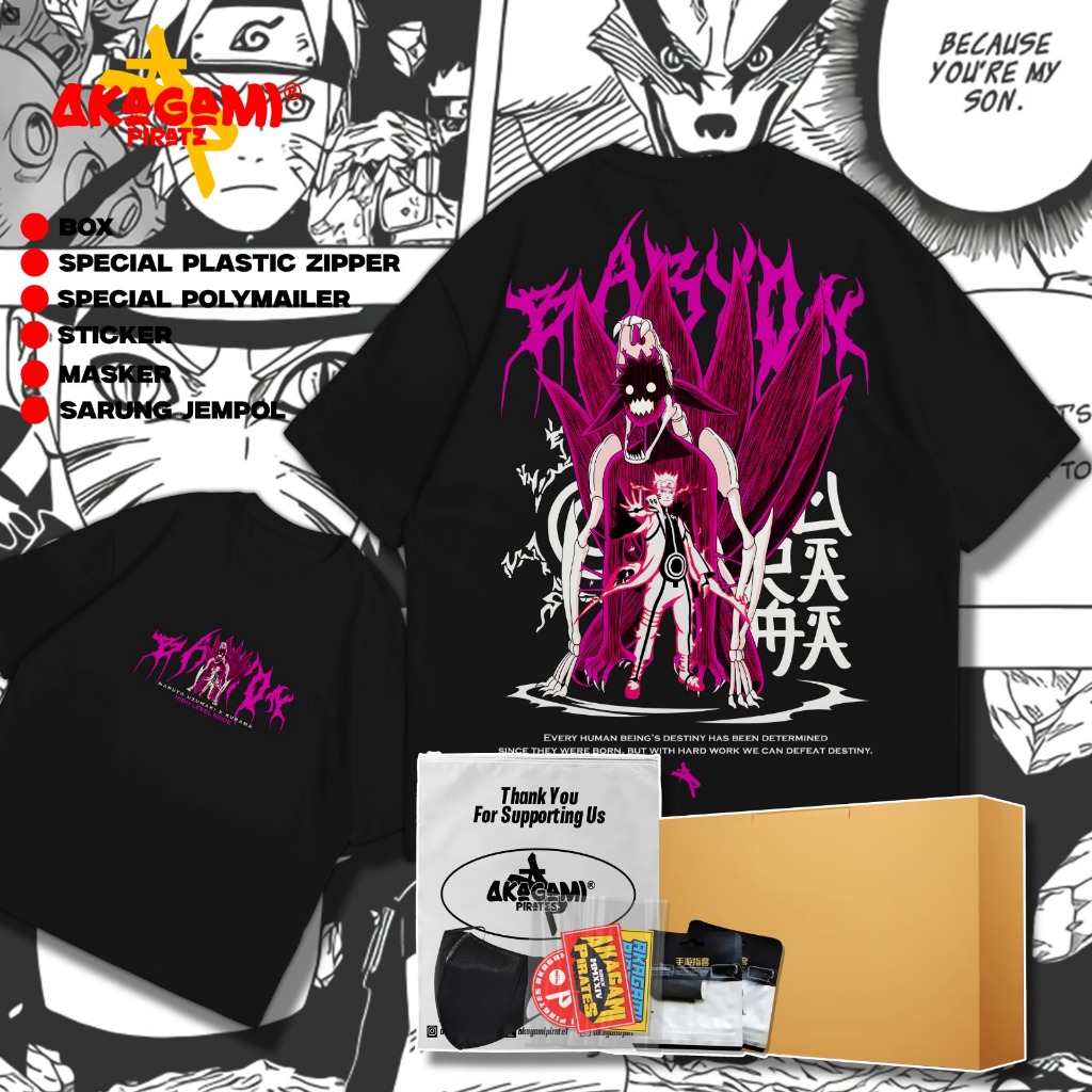 Akagami Tshirt Kaos anime Dewasa NARUTO KURAMA OVERSIZE Unisex Pria Wanita Cotton Combed 24s