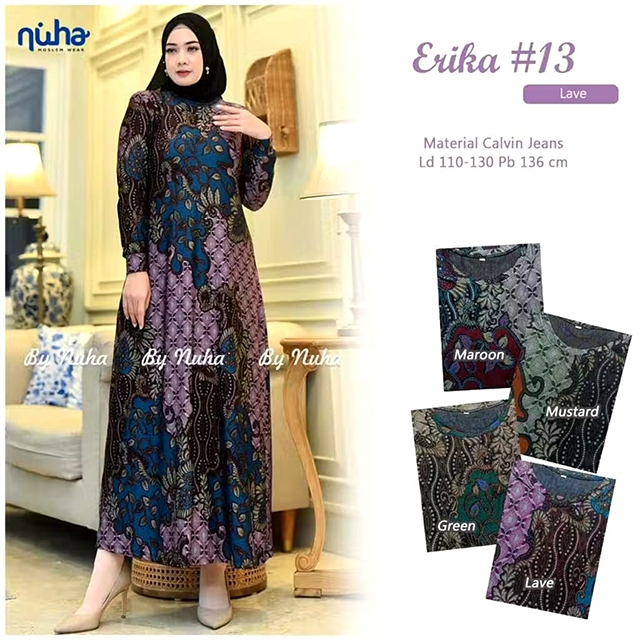 Mentari Maxy Gamis Wanita Jumbo Batik Terbaru Original Calvin Jeans Denim Premium Dress Jumbo Sehari