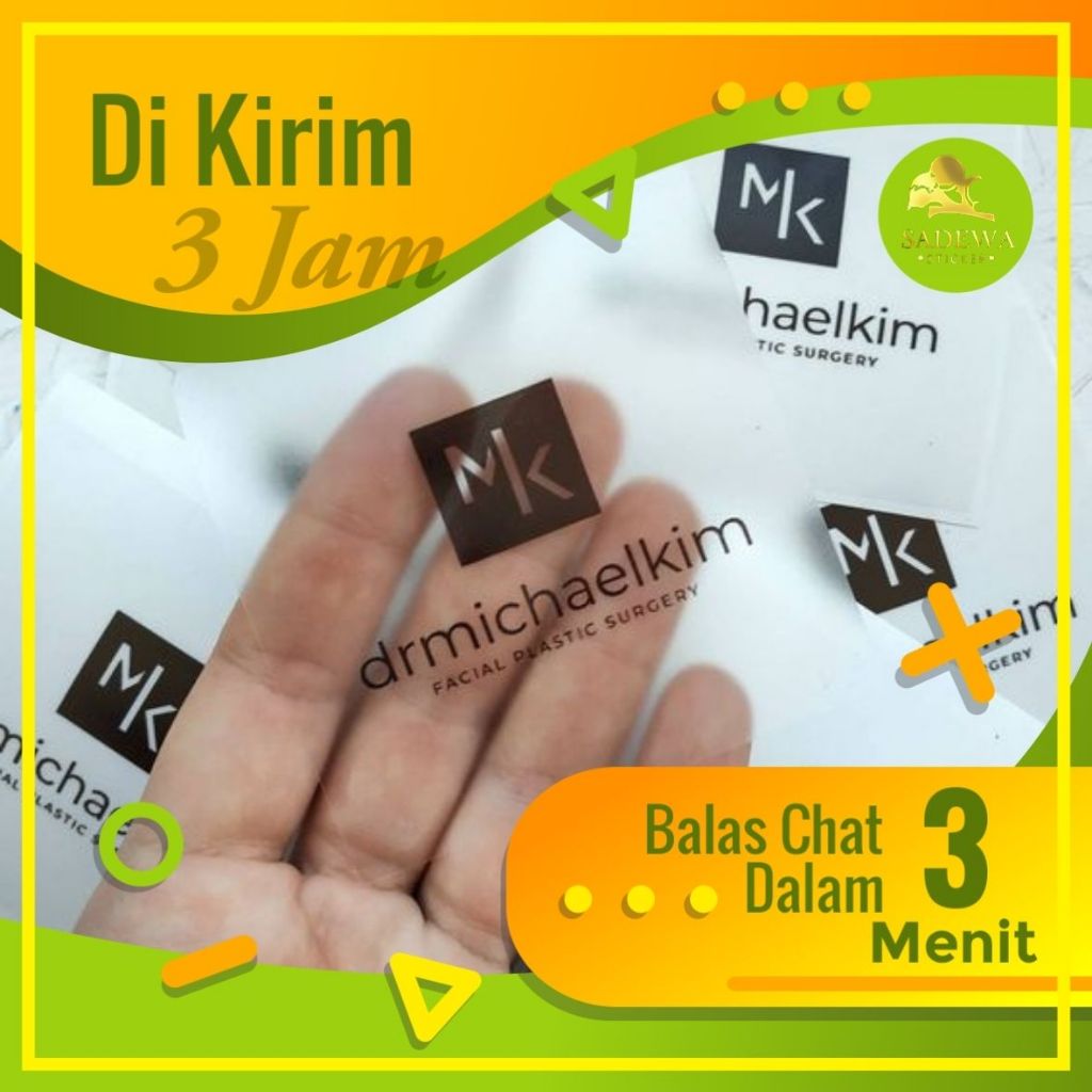 SKV 8-15 Cetak Stiker Logo Olshop Custom Sticker Label Transparan