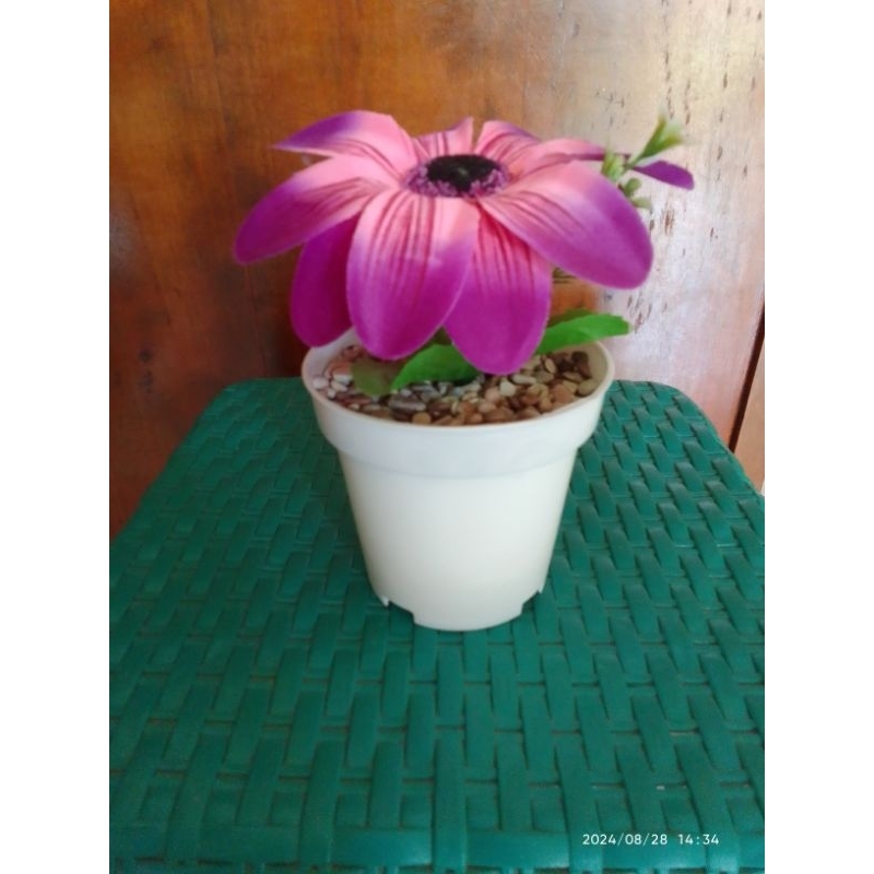 SET BUNGA PLASTIK AMARILIS POT PUTIH BUNGA HIAS ARTIFICIALL MINI HOMEDECOR  HIASAN DINDING PAJANGAN 