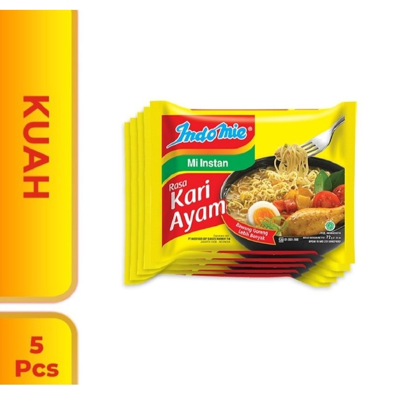

5 Pcs - Indomie Kuah Kari Ayam 72 g