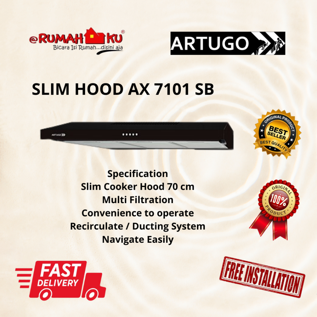 COOKER HOOD ARTUGO AX 7101 SB SLIM COOKER HOOD 70Cm