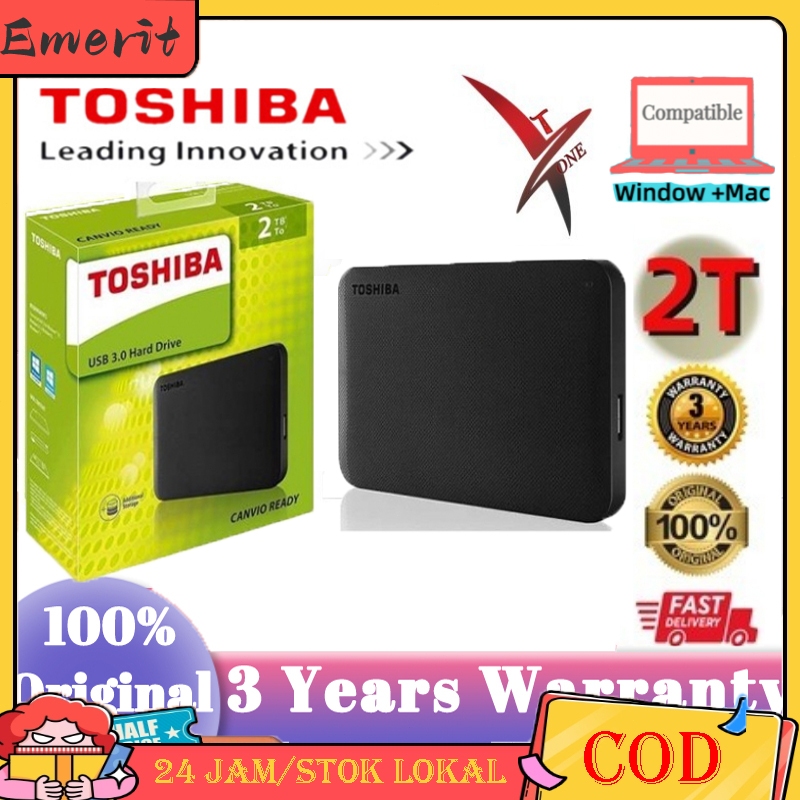 WarrantyToshiba 2TB 1TB Hardisk Eksternal 25 Portable Hardisk USB 30 HDD Untuk PCLaptop SSD