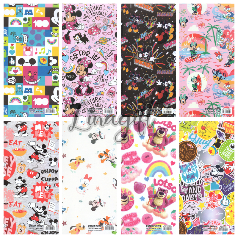 

( 5 Lembar ) MINNIE MOUSE SANWA - KERTAS KADO SANWA TIKUS MIKI - GIFT WRAP PAPER SANSAN WAWA MICKEY AND FRIENDS - WALT DISNEY DAISY DUCK / DESY BEBEK