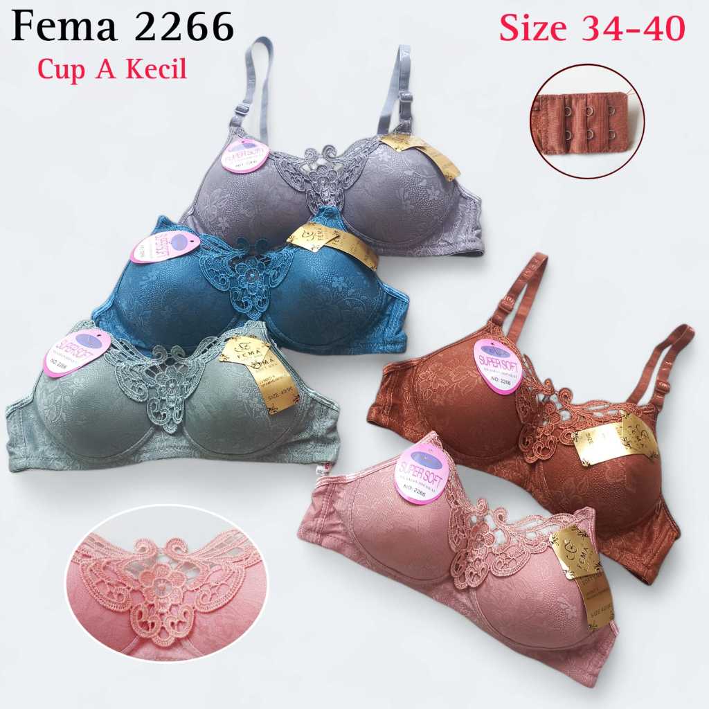 BRA BH BUSA TANPA KAWAT FEMA 2266 2265 202 885 KUPU KAIT 2 CUP A  SIZE 34-40