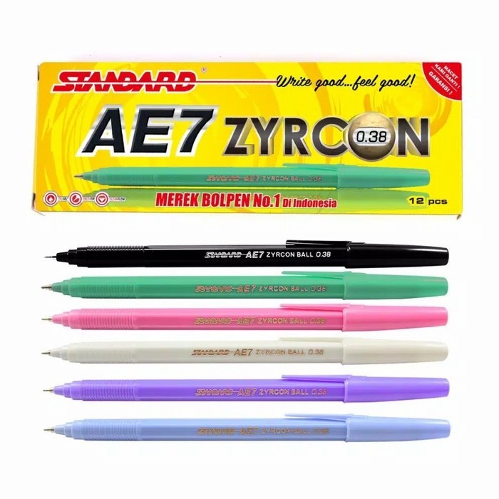 

1 LSN / 12 PCS Pena Ballpen Pulpen STANDARD AE7 ZYRCON
