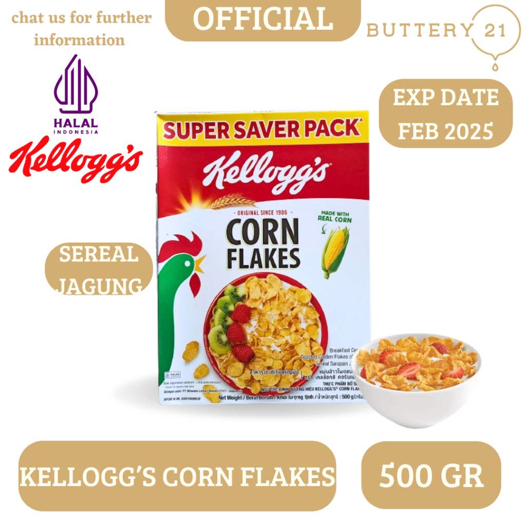 

KELLOGGS CORN FLAKES 500 GR/KELLOGG'S SEREAL JAGUNG/CEREAL JAGUNG/KELLOGGS ORIGINAL/FLAKE