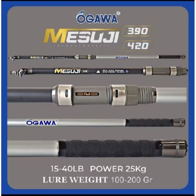Joran Telescopic Joran Surf Ogawa Mesuji 360 390 420 full fuji carbon ringan kaku