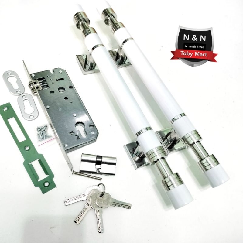 sepaket kunci Handle pintu model barbel / Gagang pintu pegangan pintu rumah 1 set kunci