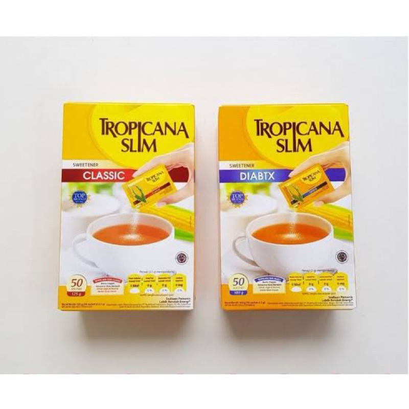 

TROPICANA SLIM Sweetener Classic & Diabtx 50’S.(Gula rendah kalori)