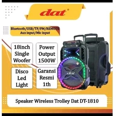 Speaker Bluetooth Portabel Dat 18 inc Type 1810+2 Mic Karoke Wireless