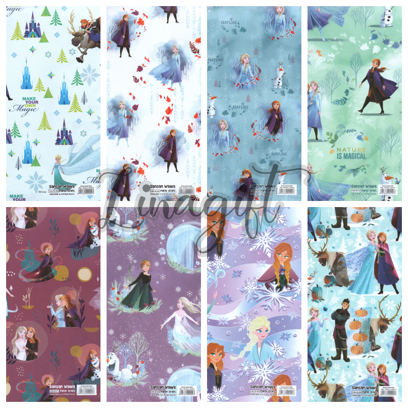

( 5 Lembar ) FROZEN SANWA - KERTAS KADO PRINCESS ELSA / ANNA - GIFT WRAP PAPER SANSAN WAWA DISNEY
