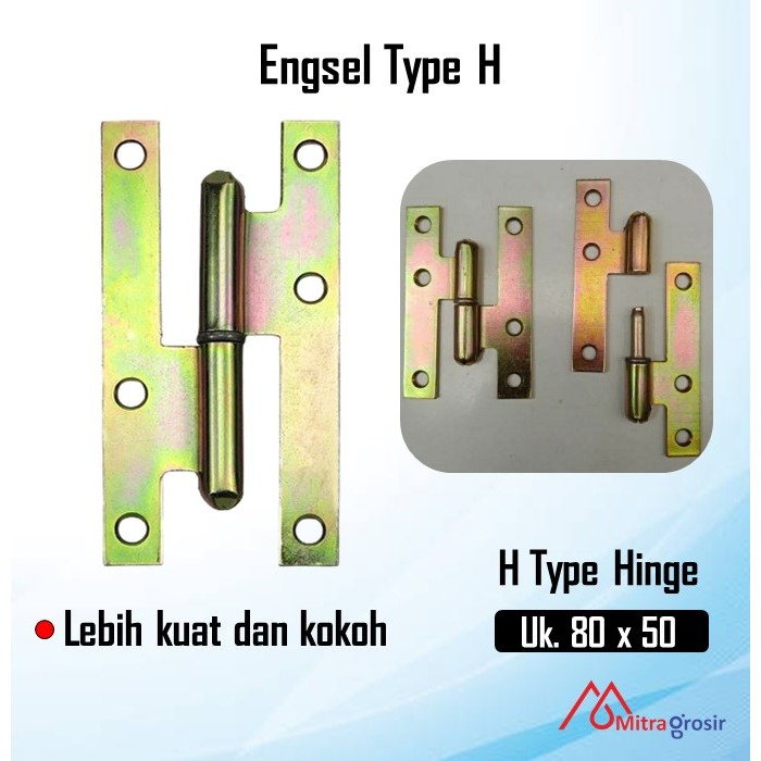 Engsel Pintu Plat H Set Copot Cabut 3" / Engsel H OCP uk.80x50 mm Per Psg Kanan Kiri