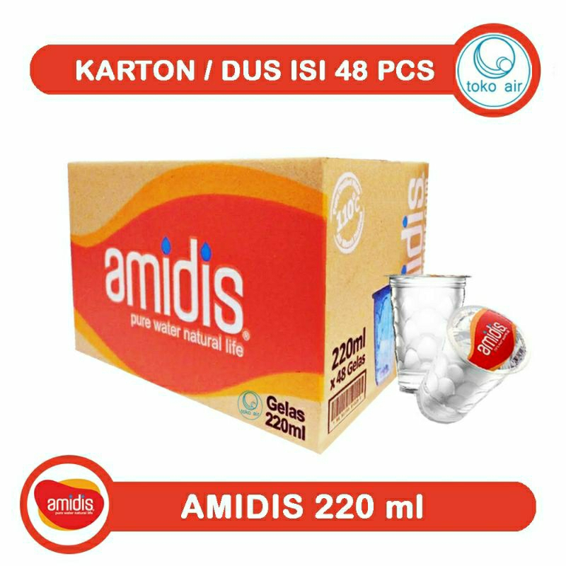 

AIR MINERAL AMIDIS KEMASAN GELAS 220 ML 1 DUS ISI 48