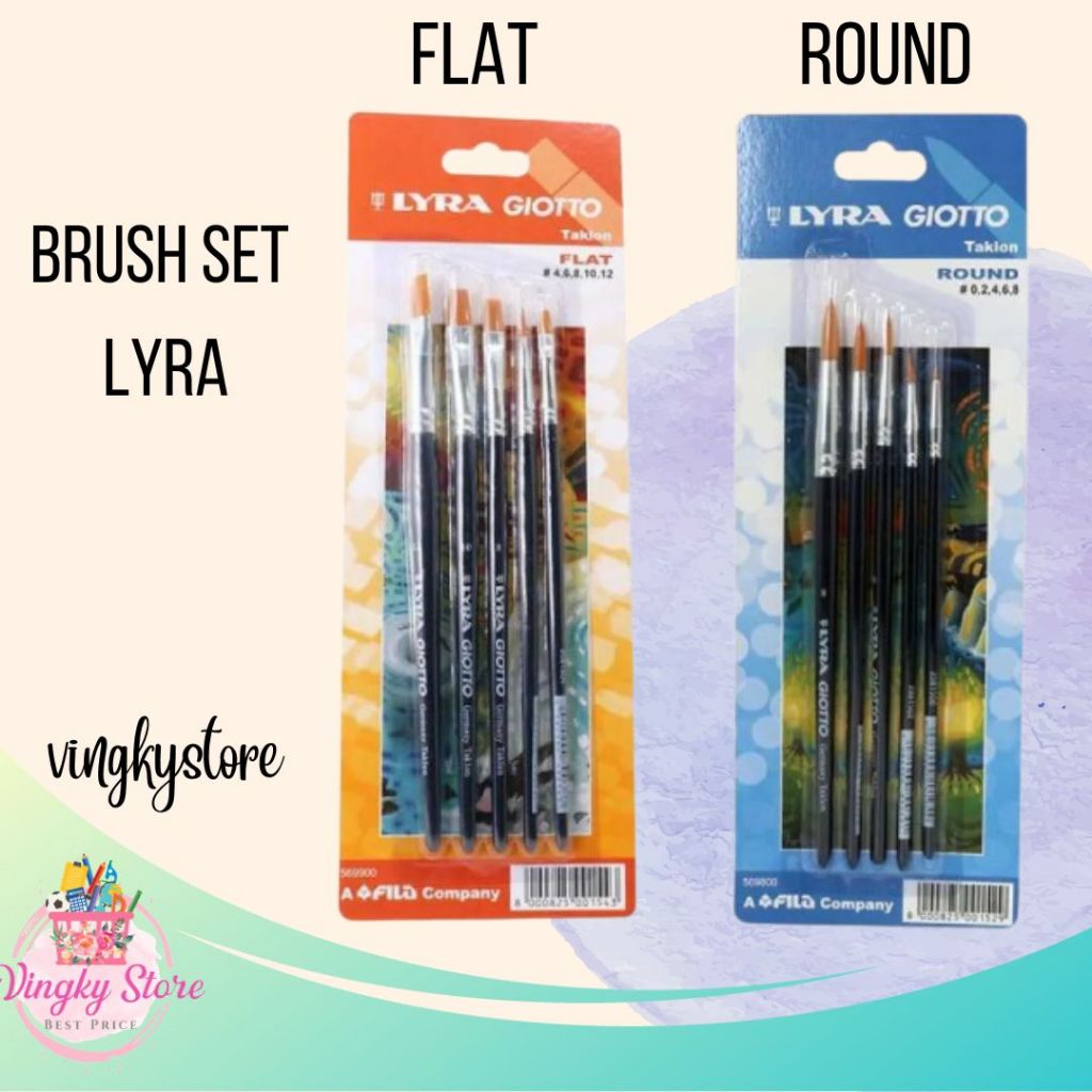 

Kuas Lukis Set / Kuas Cat Air / Brush Set Round & Flat LYRA