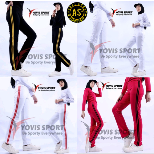 Celana Olahraga Senam Wanita Training Aerobic Muslim Bawahan Zumba Jumbo Panjang Merah Putih Jumbo