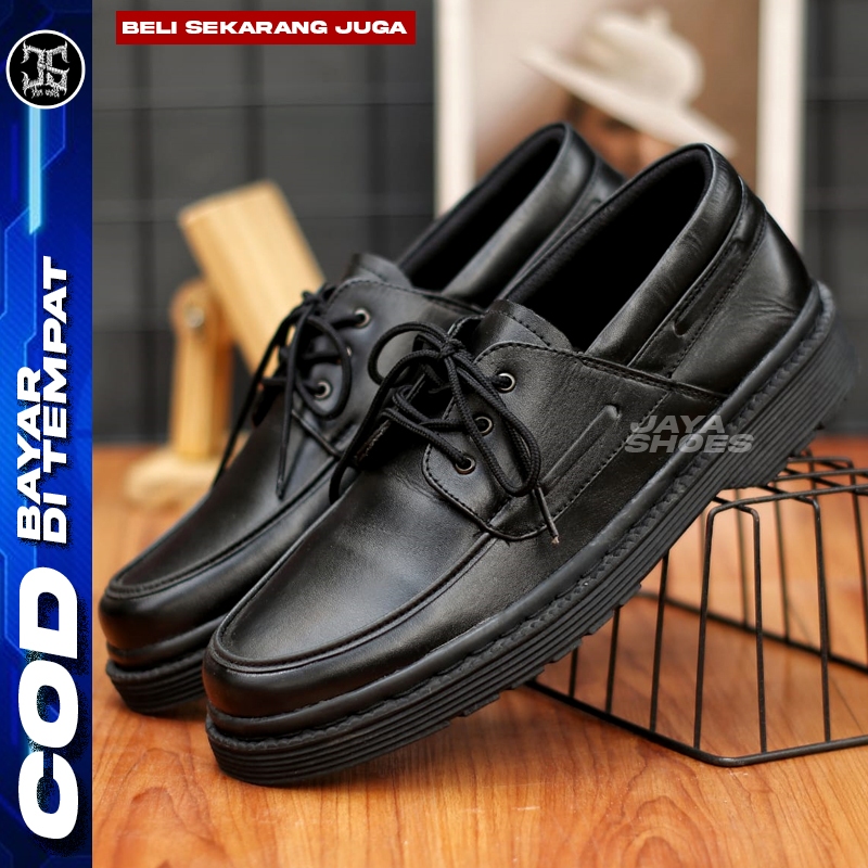 Oakley Sepatu Pantofel Pria Hitam Formal Kulit Asli