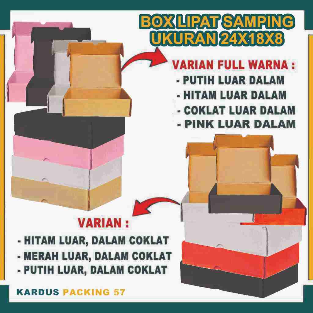 

(PAKET 5 PCS) Box Ukuran 24x18x8 cm / Box Sarung / Box Lipat Samping / Kardus Polos / Box Sarung