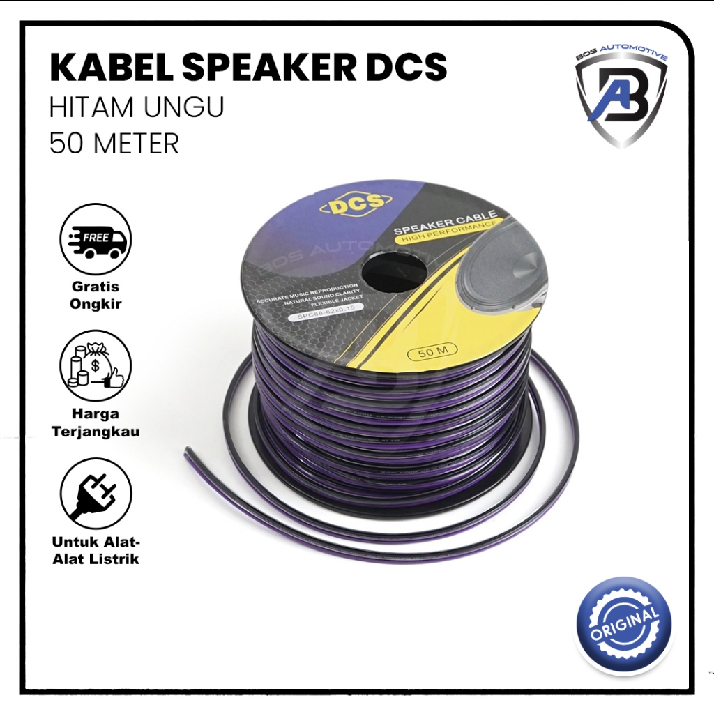 Kabel Speaker Mobil 16 AWG Serabut Tembaga 50 Meter untuk Audio