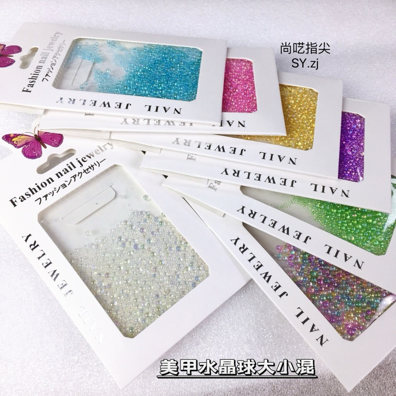 Aksesoris Manik Nail Art - Hiasan Nail Art Bola Kristal Berbagai Ukuran - Payet Nail Art - Manik Hia