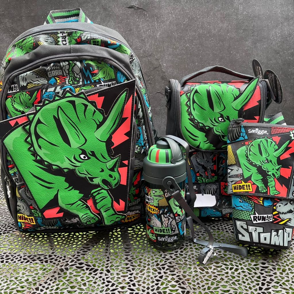 SMIGGLE HAPPY TALES JUNIOR BACKPACK SET DINO BIG ( 4 item ) - SET TAS SMIGGLE