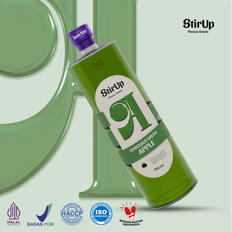 

StirUp Gorgeous Green Apple - Gourmet Syrup Rasa Apel Hijau - Glass