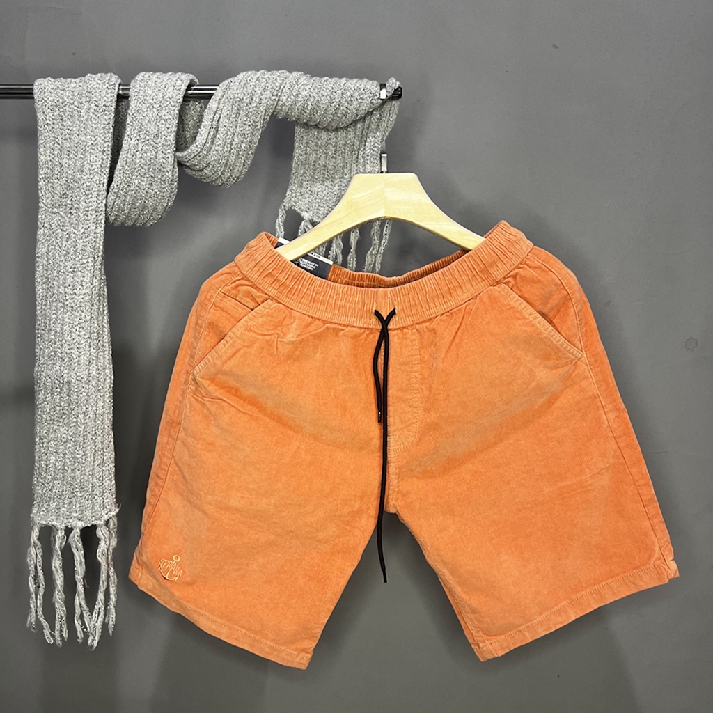 BERFIVE Celana Pendek Pria Broadshort Corduroy Terbaru Orange