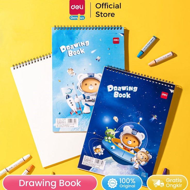 

MEN SALE Deli School Drawing Book Buku Gambar Jilid Spiral Kertas Tebal 1 GSM 3 Lembar 73387