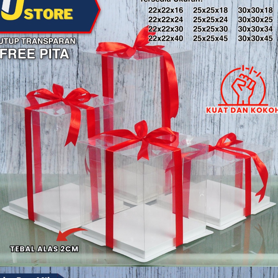

HEBOH Cake Box Mika Dus Kue Kotak Kue 22x22 cm Tutup Transparant PET