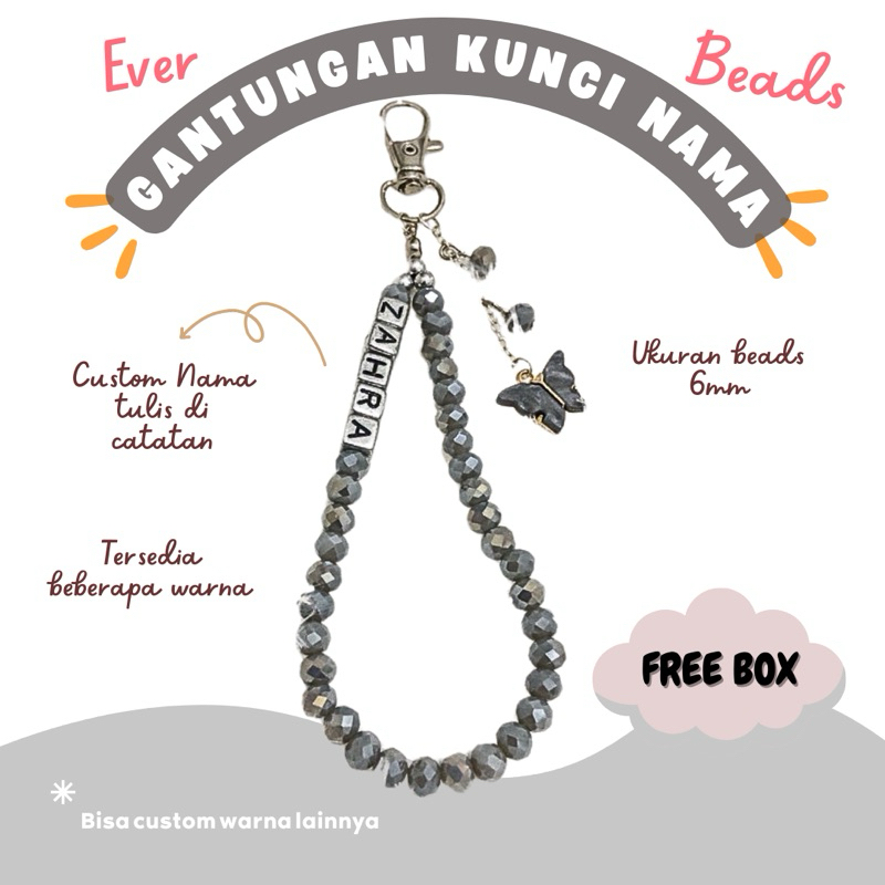 GANCI GANTUNGAN KUNCI TASBIH CUSTOM NAMA DENGAN ENAMEL